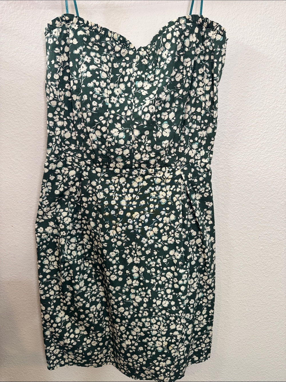 Women’s Green Floral Strapless Dress